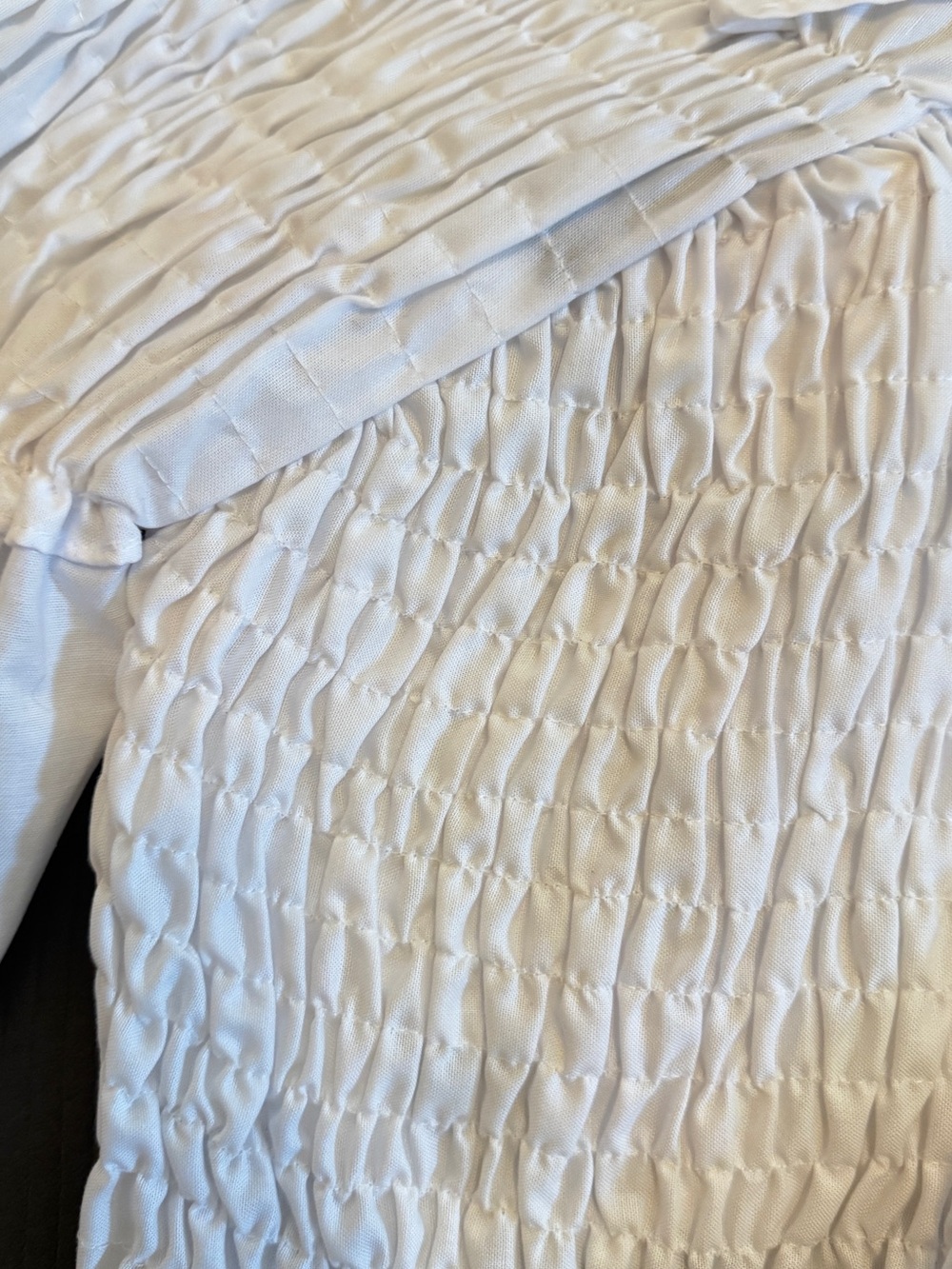 NWT: Zara White Smocked Off-Shoulder Long Sleeve Blouse - Picture 6 of 7